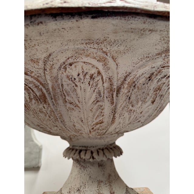 Late 20th Century Iron Urn With Wooden Pedestal For Sale - Image 4 of 18