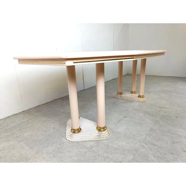 Vintage Beige Lacquered Dining Table, 1970s For Sale - Image 11 of 12