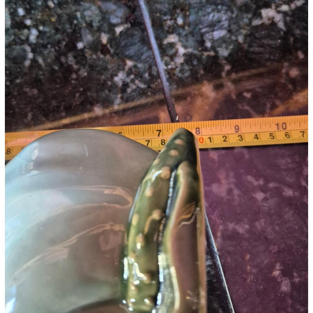 Vintage Henriksen Imports Hand-Painted Majolica Style Ceramic Frog & Tulip Candlestick Holder For Sale In Palm Springs - Image 6 of 7