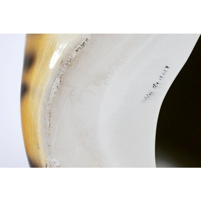 Large Vintage Italian Hand Made Glazed Ceramic Tiger Sculpture, 1980s For Sale - Image 6 of 7