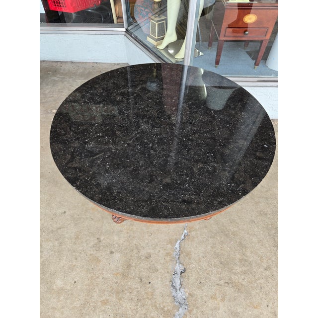 19c Restoration Period French Empire Center Table with Marble Top sold as found showing normal signs of wear such as a few...