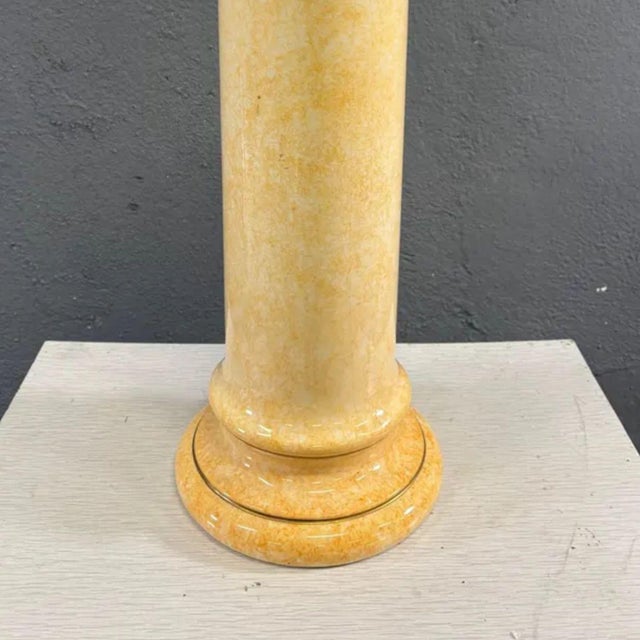 Vintage 20th Century Glazed Ceramic Pedestal Column in Marbled Onyx & Marble Effect Display Stand For Sale - Image 4 of 6