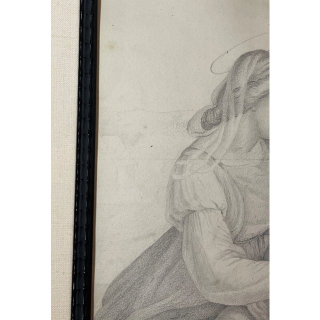 Antique 16th Century Original Religious the Holy Family Pencil Drawing Sketch For Sale - Image 9 of 13