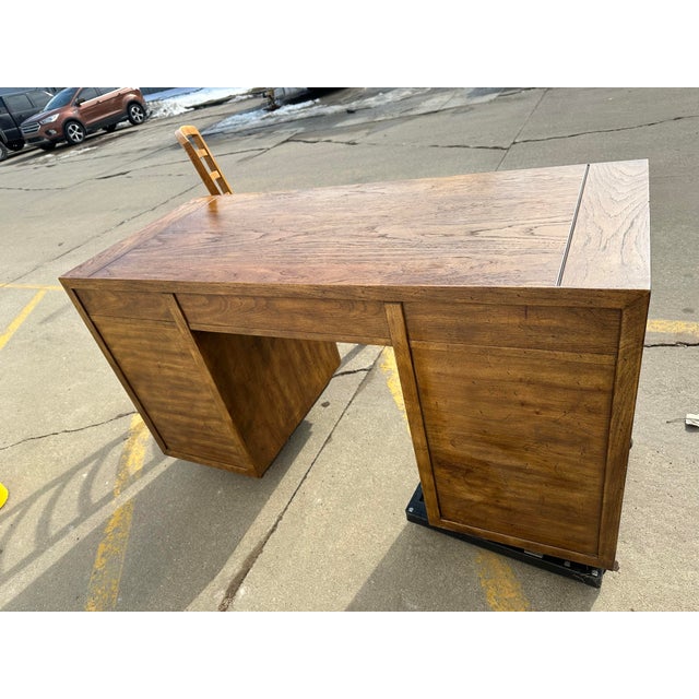 Drexel 1980s Drexel Heritage Woodbriar Collection Campaign 7 Drawer Desk & Chair For Sale - Image 4 of 16