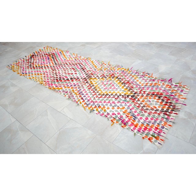 Vintage Runner Rug Kilim• Turkish Handwoven Tribal Flat Weave • Hallway Kitchen Decor - 3′3″ × 10′2″ For Sale - Image 17 of 17