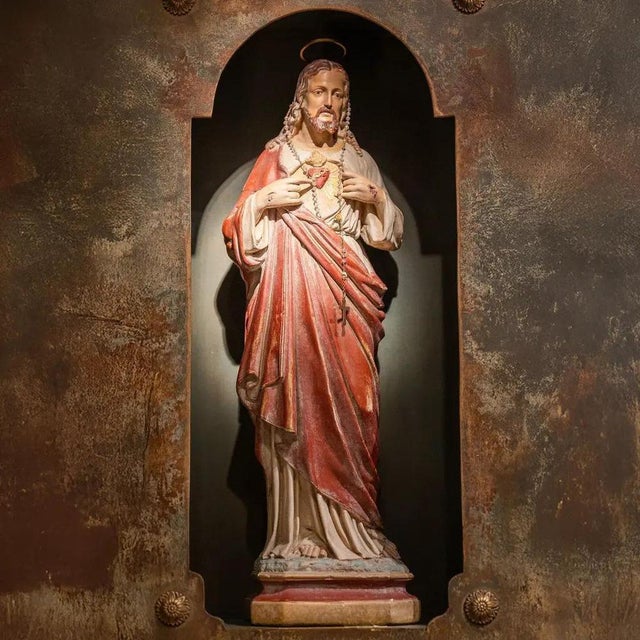 Sculpture Materials Large Sacred Heart of Chapel, 19th Century For Sale - Image 7 of 8