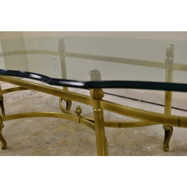 La Barge Neoclassical Brass and Glass Hooved Feet Coffee Table, Circa 1960s For Sale - Image 6 of 7