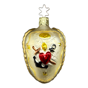 Vintage Hand-Painted Glass Anchor and Heart Ornament