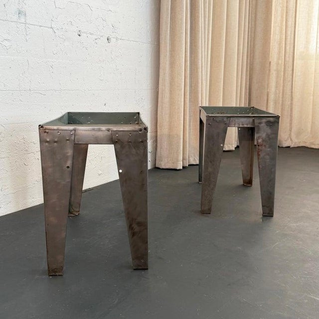 1940s Industrial Brushed Steel Factory Tray Tables For Sale In New York - Image 6 of 7