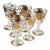 1960s Set of 6 24k Gold Encrusted Crystal Cordial Shot Stem Barware Set For Sale