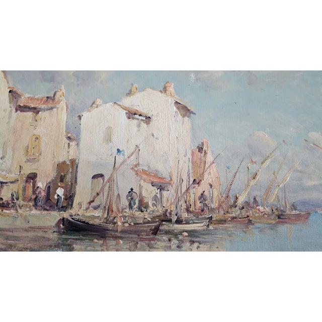 Baby Blue Antique Vincent Manago French Impressionistl Painting : "Paysage Mediterraneen : For Sale - Image 8 of 12