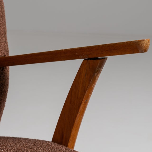 1940s Pair of 1940s Danish Brown Mid-Century Modern Upholstered Armchairs For Sale - Image 5 of 15
