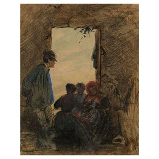 Possibly Charles Raymond Chabrillac, French Peasants, Early 19th Century, Watercolour For Sale