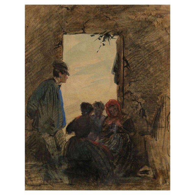Possibly Charles Raymond Chabrillac, French Peasants, Early 19th Century, Watercolour For Sale
