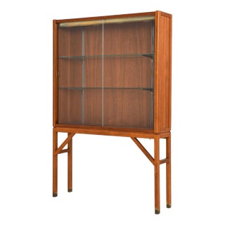 Scandinavian Modern Cabinet in Glass, Teak and Beech attributed to Carl-Axel Acking, 1950s For Sale