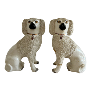 Antique 19th Century English Pair of Staffordshire Poodles