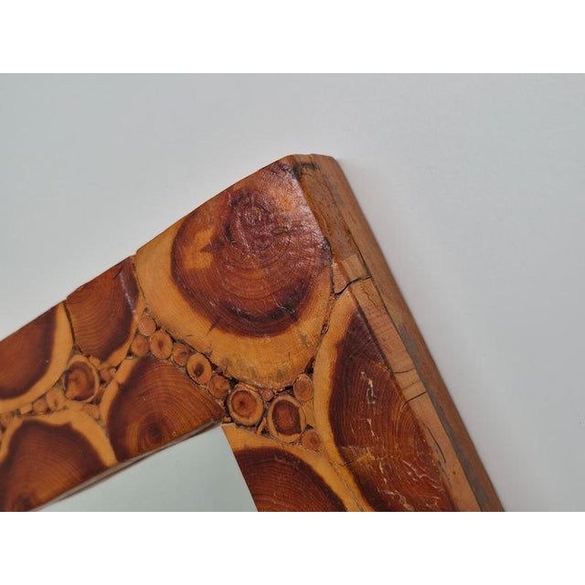 1970s Swedish Mirror with Frame of End Wood, 1970s For Sale - Image 5 of 9