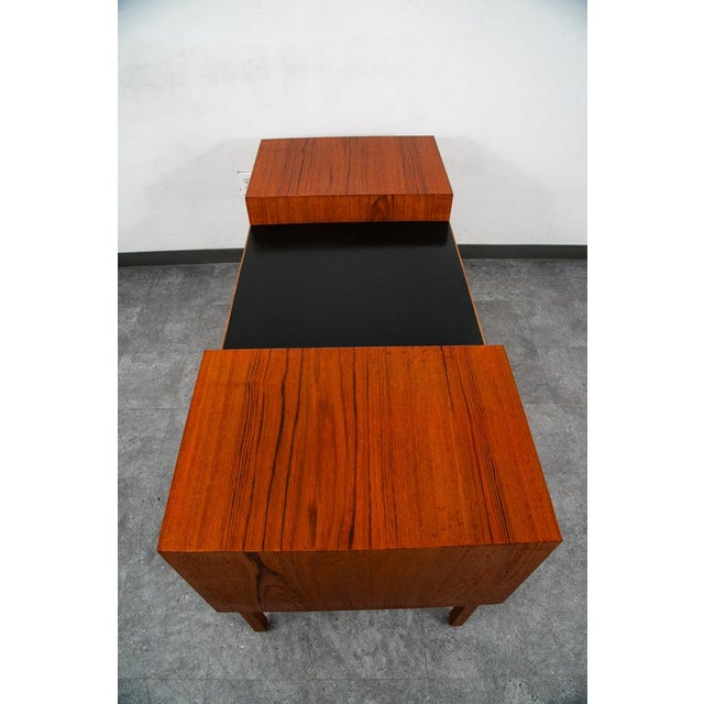 1960s Mid Century Danish Modern Executive Desk Black Top Brass 5 Drawer File Denmark For Sale - Image 5 of 12
