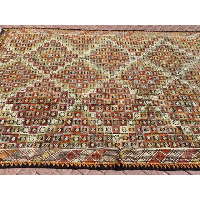 Rustic Embroidered Kilim Rug - 79.5" X 124.5" For Sale - Image 3 of 11
