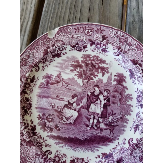 Traditional Set of Six Antique Ruth and Boaz Transferware Plates For Sale - Image 3 of 7