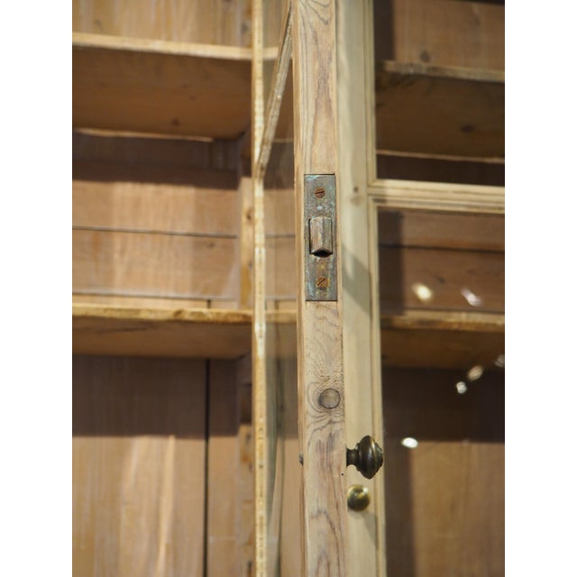 A Grand French Antique Scaped Pine Bibliotheque Vitrine Deux Corps, Circa 1900 For Sale - Image 9 of 18