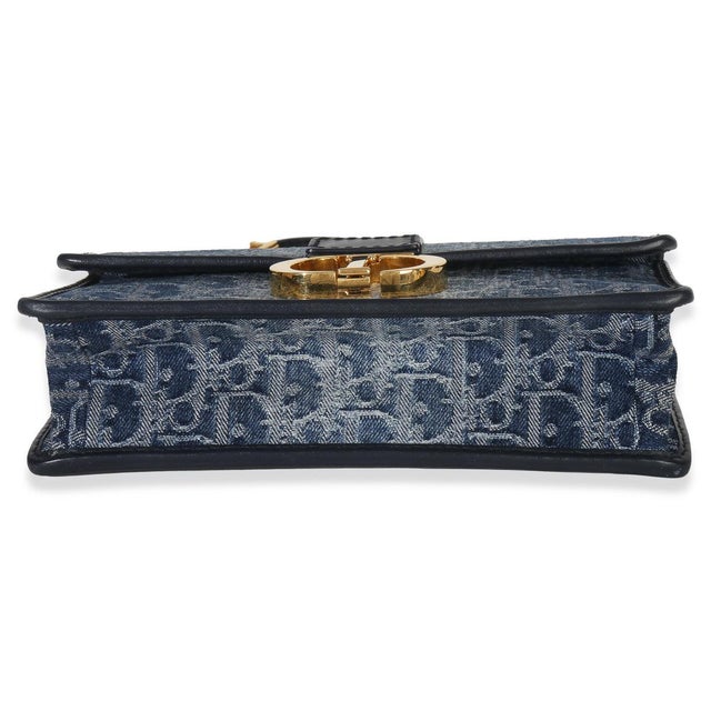 Textile Blue Denim Oblique 30 Montaigne East West Chain Bag For Sale - Image 7 of 10