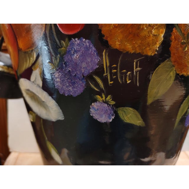 Metal 1970s Hand-Painted French Jug For Sale - Image 7 of 11