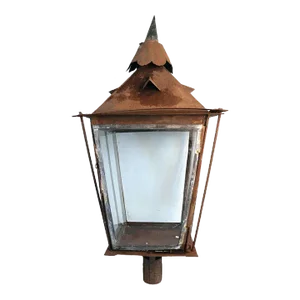 Mid 19th Century Anglo Indian Toleware and Glass Post Lantern