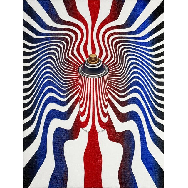 Multicolor Spray Can Screen Print on Canvas 12x16 For Sale