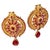 22 Karat Gold Ruby & Natural Pearl Yellow Gold Circle Stud Earring, Hanging Ruby For Sale - Image 15 of 18