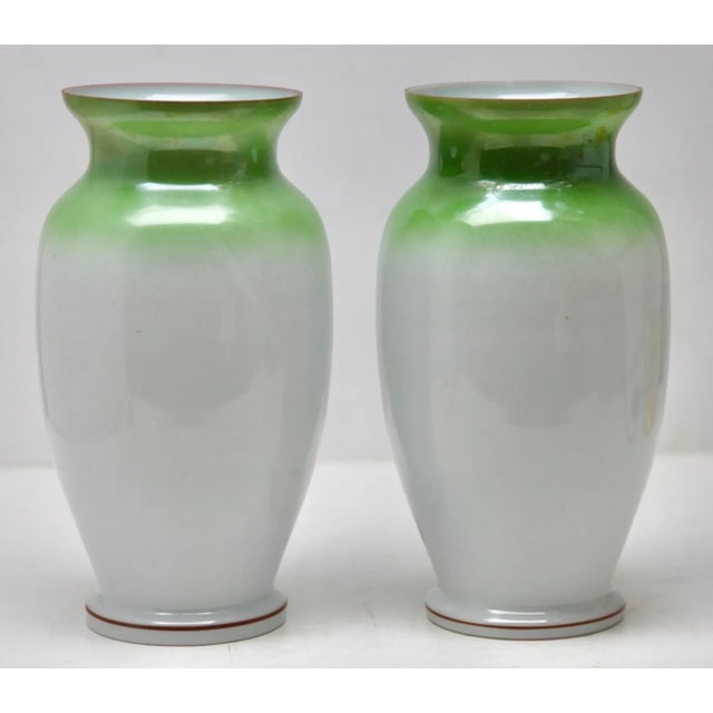 Glass Art Nouveau French Handmade Opaline Vases, 1923, Set of 2 For Sale - Image 7 of 10