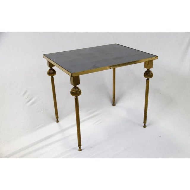 Black French Brass Nesting Tables with Mirrored Tops, 1950s, Set of 3 For Sale - Image 8 of 12