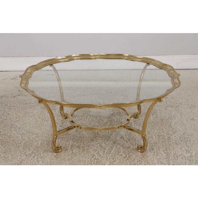 Labarge Labarge Brass & Glass Cocktail Coffee Table For Sale - Image 4 of 13