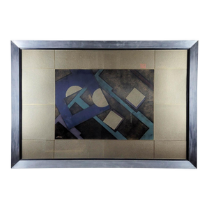 "Academia Two" by Badini — Framed Mixed-Media Abstract, Late 20th Century