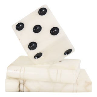 Vintage Alabaster Dice Paperweight Figurine For Sale