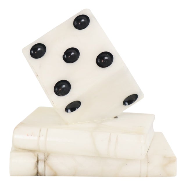 Vintage Alabaster Dice Paperweight Figurine For Sale