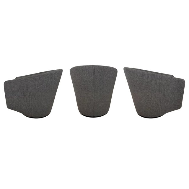 Mid-Century Modern Two Design Within Reach Benson U Turn Swivel Chairs in Pumice Pebble Weave For Sale - Image 3 of 9