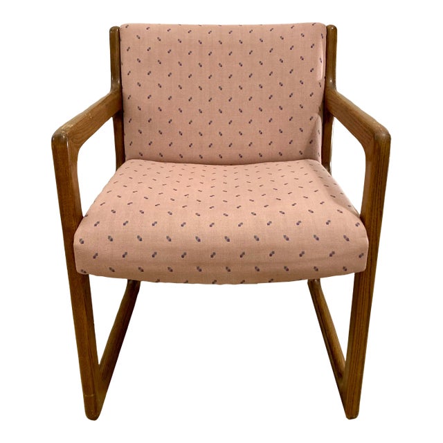 1980's Modern Upholstered Wood Office Chair For Sale