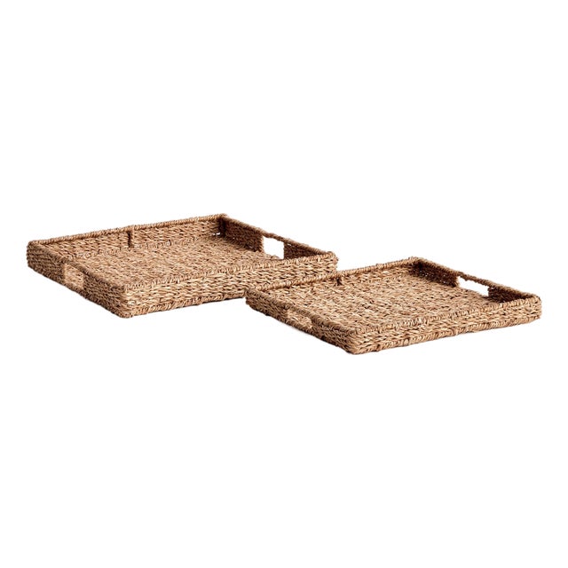 Seagrass Rectangular Trays, Set Of 2 For Sale