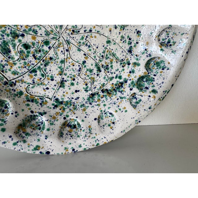 Ceramic Vintage Handmade and Hand-Painted Decorative Art Pottery Plate For Sale - Image 7 of 10