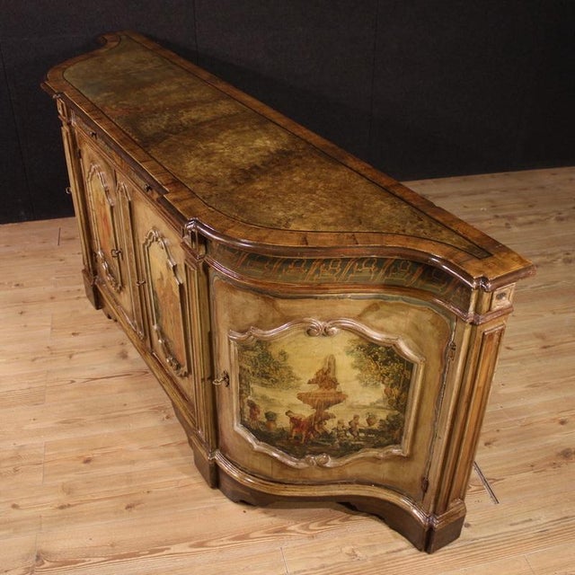 Venetian Lacquered and Painted Credenza, 1950 For Sale - Image 6 of 11