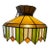 Vintage Glass Swag Light-Amber, Green, Ivory With Metal Trim For Sale