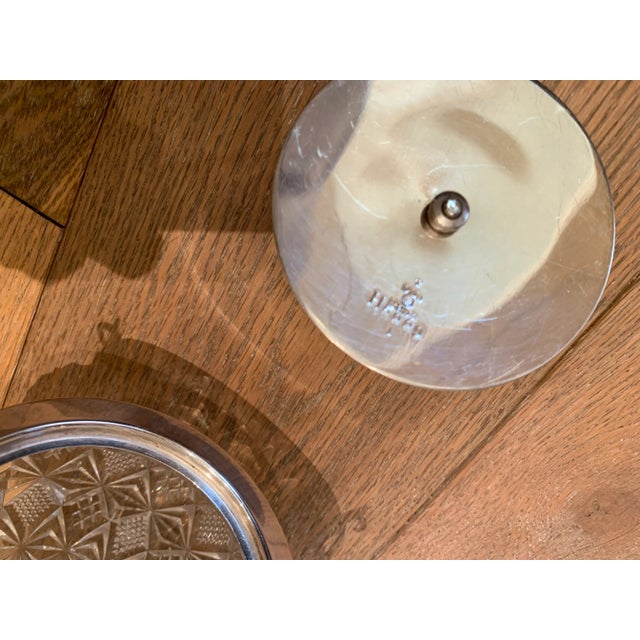 Metal Mid 20th Century Crystal and Silver Biscuit Jar For Sale - Image 7 of 8