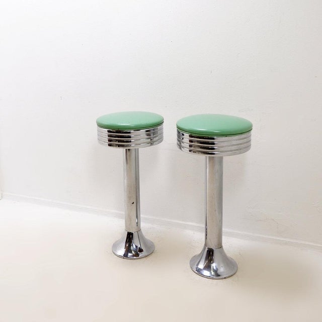 Silver Vintage Bar Stools, 1950s, Set of 2 For Sale - Image 8 of 15