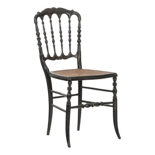 Napoléon III Caned Chair in Turned and Blackened Wood For Sale