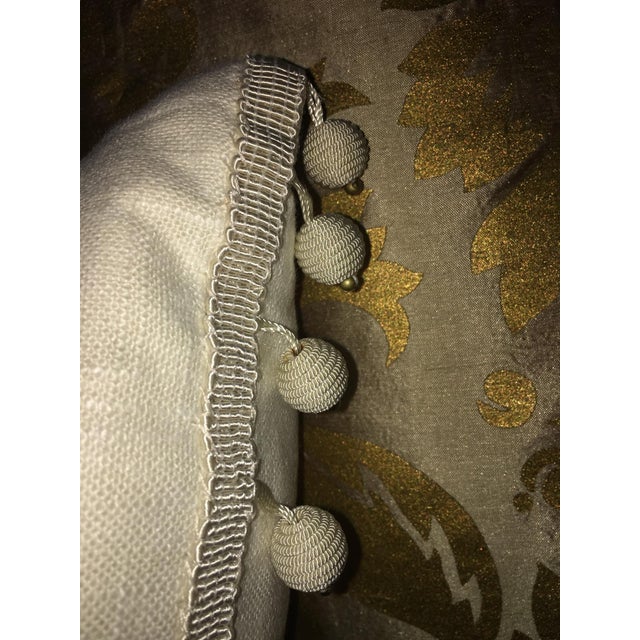 Linen Vervain Embroidered Pillow With Feather Down Insert For Sale In Charlotte - Image 6 of 6