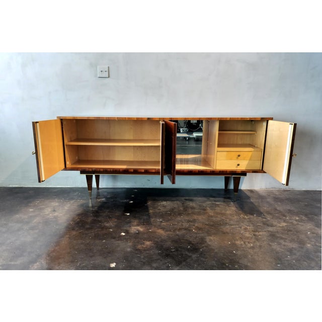 French Mid Century Modern Lacquered Inlaid Burled Walnut Sideboard For Sale - Image 4 of 10