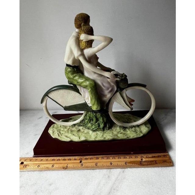 Vintage Italian Art Sculpture Santini Man Woman Romantic Couple Bicycle… For Sale - Image 10 of 18