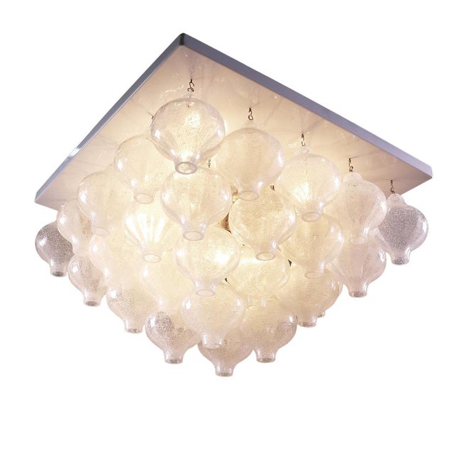 Modern Pyramid Flush Mount in Tulipan Murano Glass & Nickel, 1960s, Austria For Sale - Image 3 of 13