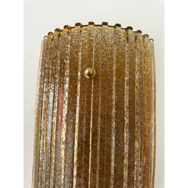 Metal Contemporary Cola Gold Leaf Granita Murano Glass and Brass Sconces, Italy, Set of 5 For Sale - Image 7 of 12